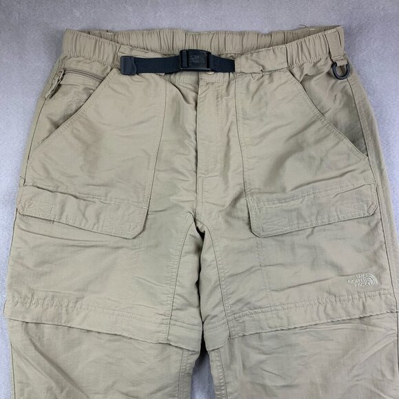 North Face Men Convertible Pants Large Beige Cargo Shorts Belted 100% Nylon 32" - Picture 2 of 16